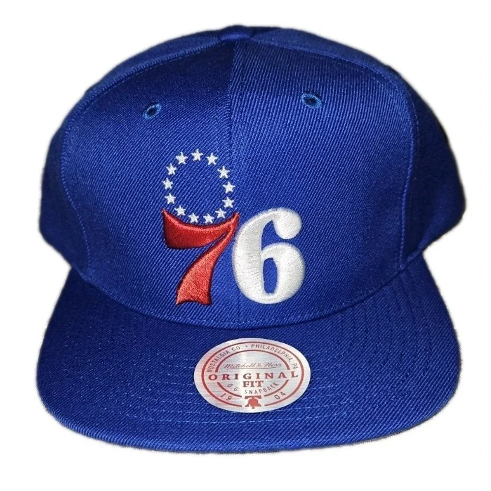 PHILADELPHIA 76ERS MITCHELL & NESS DAD HAT ADJUSTABLE NWT BLUE CLASSIC LOGO